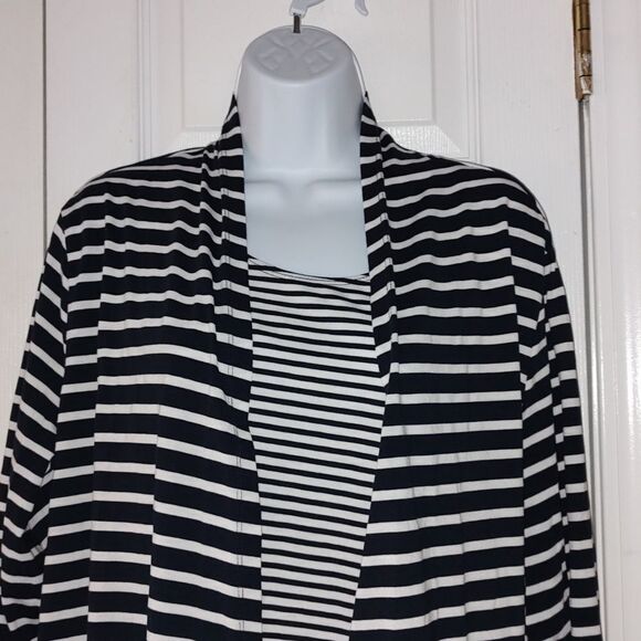 Alfred Dunner navy white striped 2 in 1 top cardigan Sz 2X NWOT - Picture 4 of 5